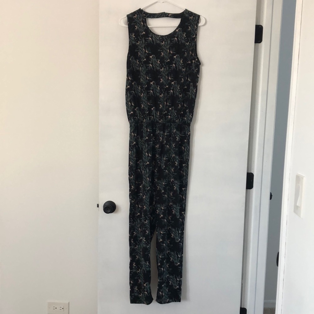 Black Floral Print Jumpsuit
